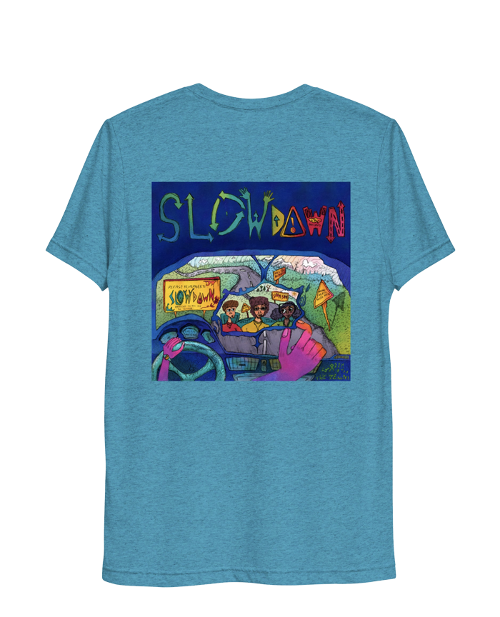 Slow Down short sleeve t-shirt in aqua blue